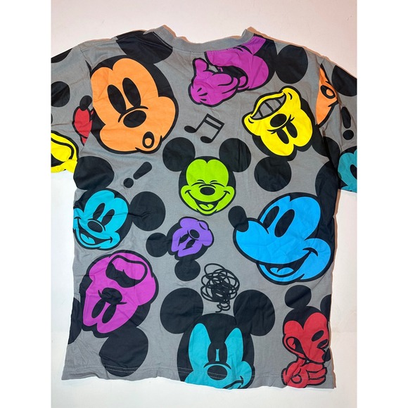 Tokyo Disney Resort Mickey Mouse All Over Print Colorful T-Shirt Grey Size LL - Picture 5 of 8